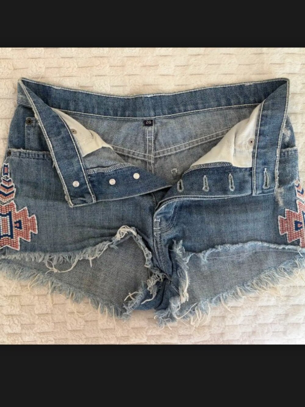 LF Carmar Embroidered Jean Shorts